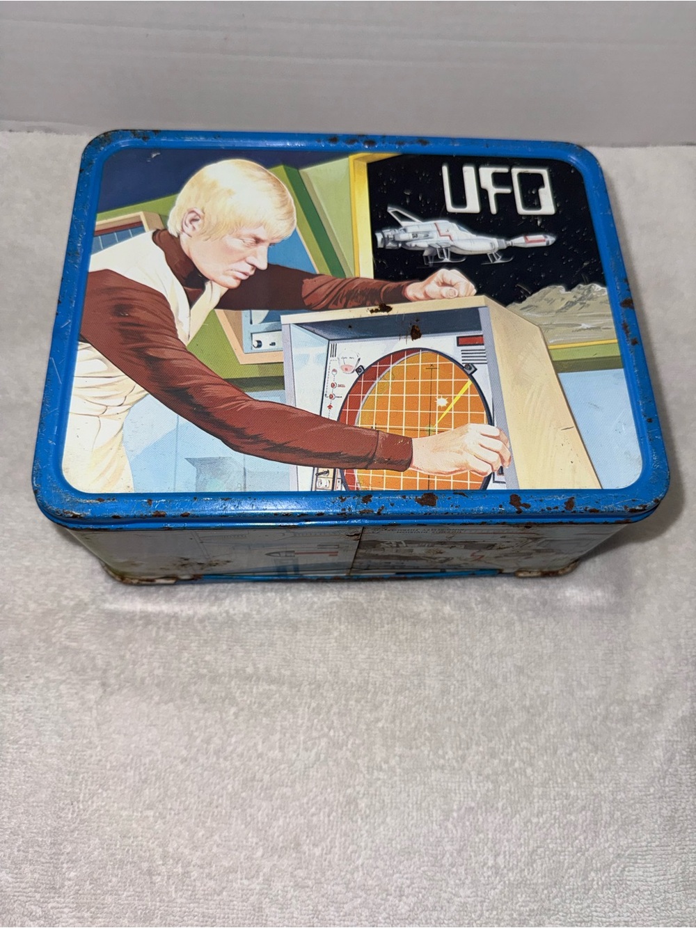 UFO TV Series King Seeley Thermos Metal Lunch Box 1973 Gerry Anderson Vintage